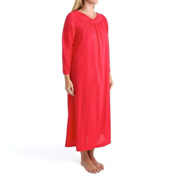 Shadowline Petals 53 Inch Long Sleeve Gown -  Red  33280 - Picture 1 of 4